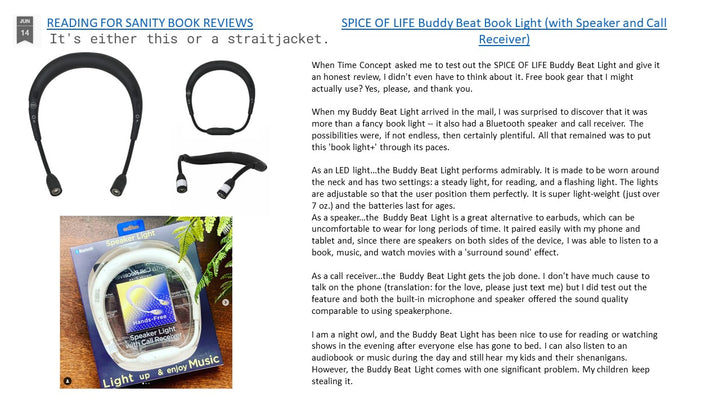 Reading for Sanity Book Reviews June 14 2023 Buddy Beat Light