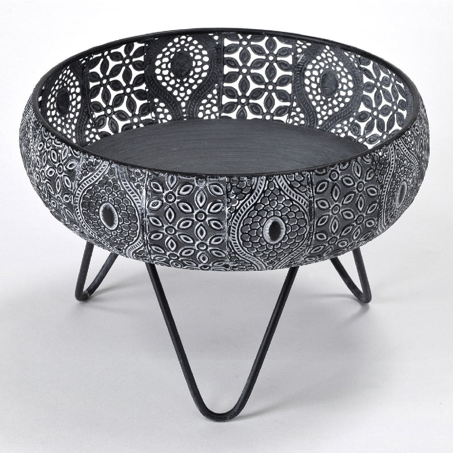 Moroccan Metal Basket with Stand: Small