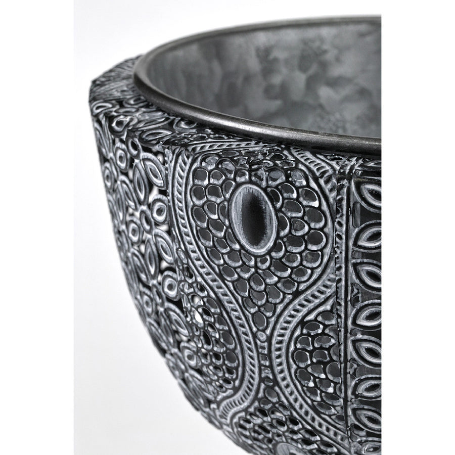 Moroccan Metal Bowl with Stand: Small