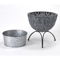 Moroccan Metal Bowl with Stand: Large