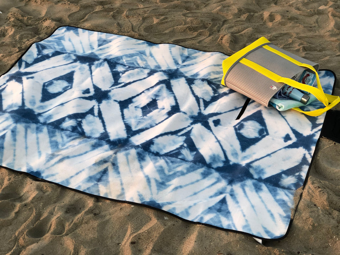 Picnic Mat, Waterproof Ground Covering - Tie Dye, Indigo
