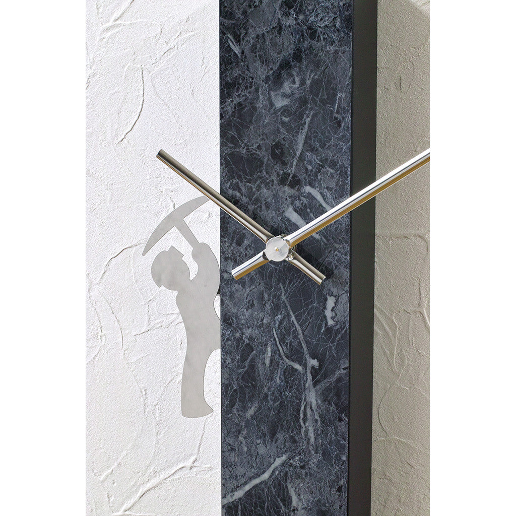 Pendulum Wall Clock Pillar - Marble Grey/ Coal Miner